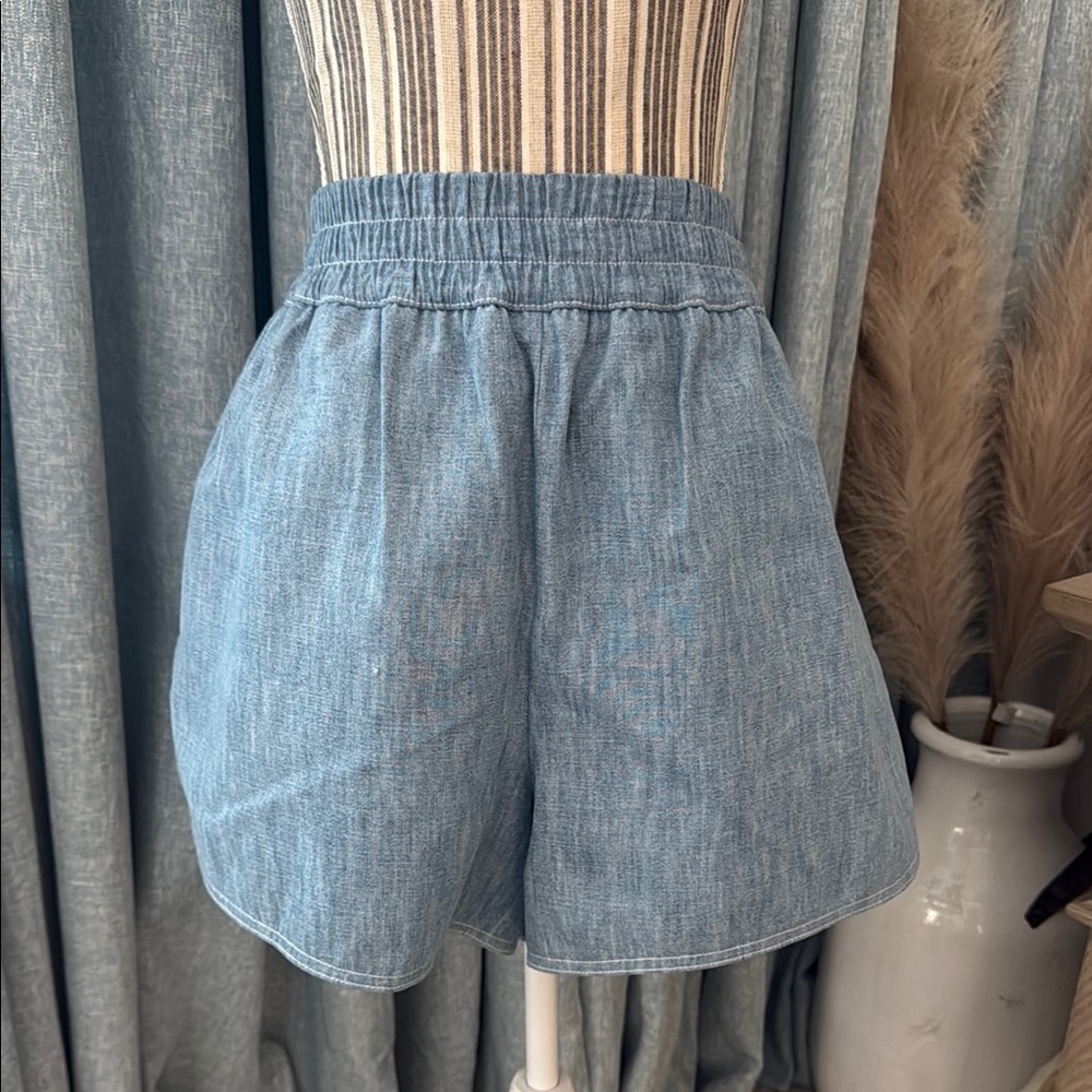 Fendi Logo Denim Blue Women's Shorts NEW